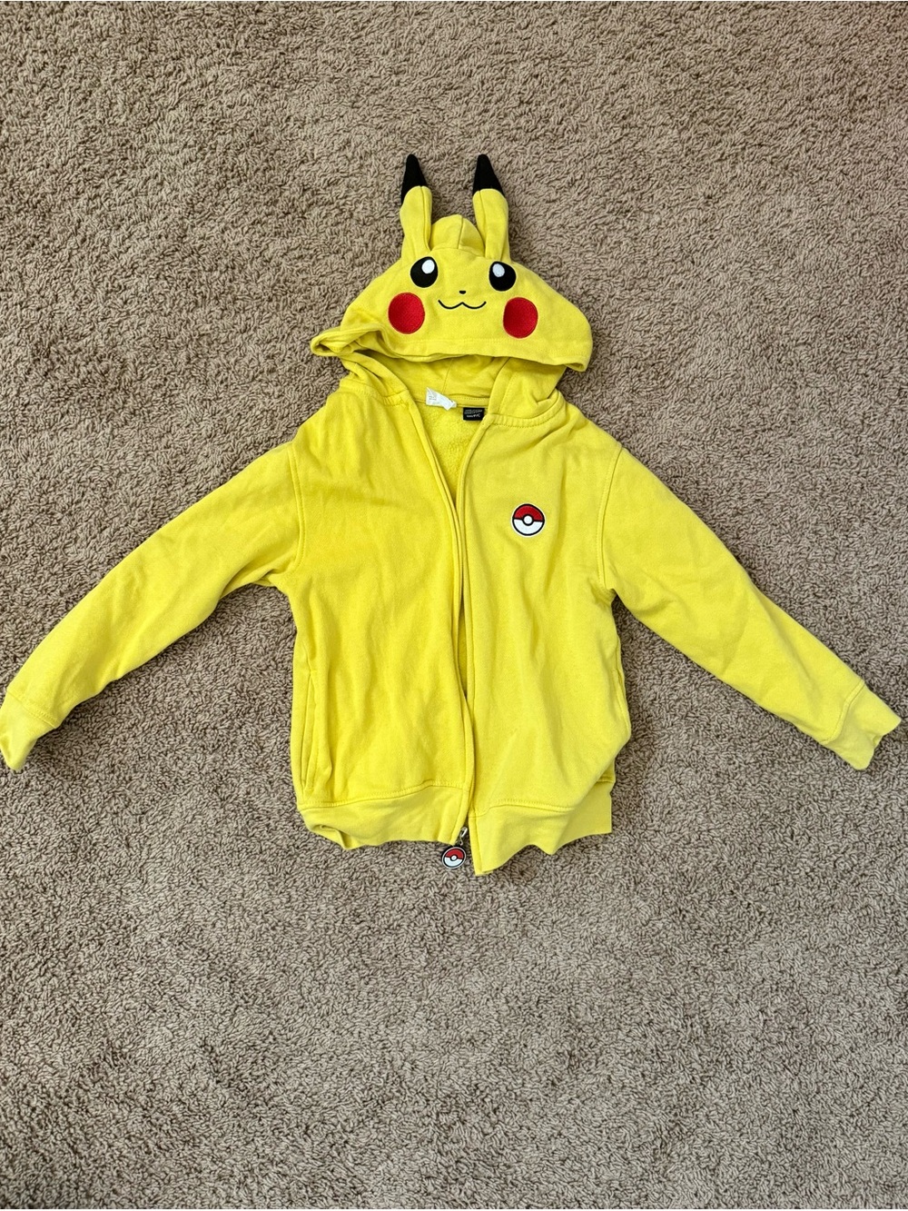 Pikachu pokemon Yellow Kids Hooded Zip-Up Sweatshirt Jacket